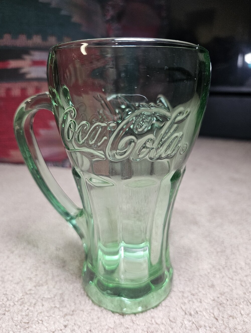 Vintage Libbey Coca-Cola Heavy Green Glass Mug With Handle